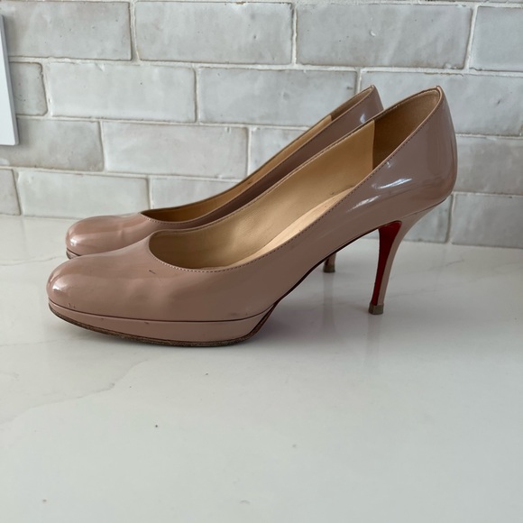 Christian Louboutin Shoes - Christian Louboutin Rounded Patent Nude Heels Sz 39.5 9 9.5